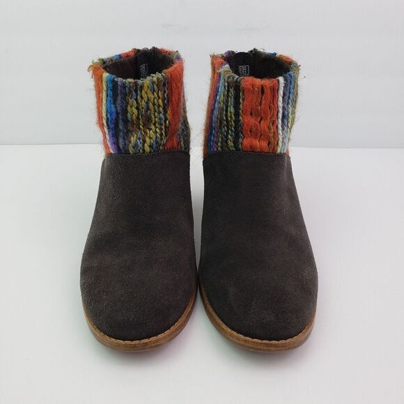 Toms Leila Womens Size 7.5 Brown Suede Yarn 2.5" Heel Ankle Botties Shoes 740706 - Picture 5 of 13